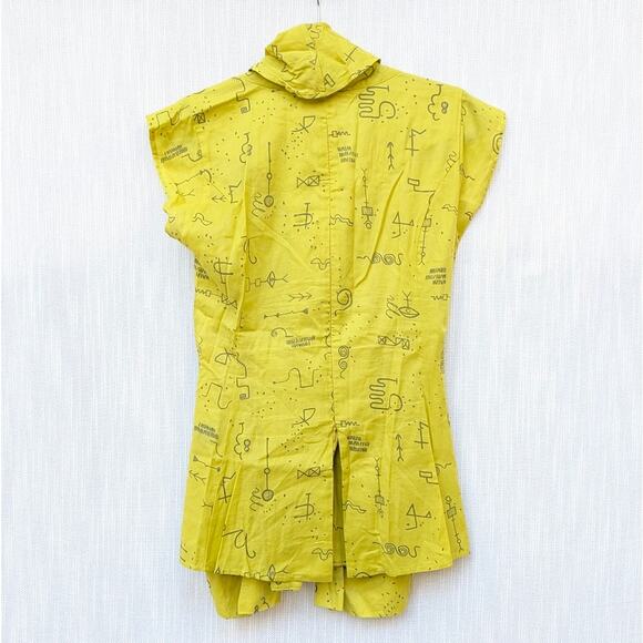 Matthildur Yellow Printed Pima Cotton Blouse Shirt Top, size 1/US4-6 - Picture 2 of 8